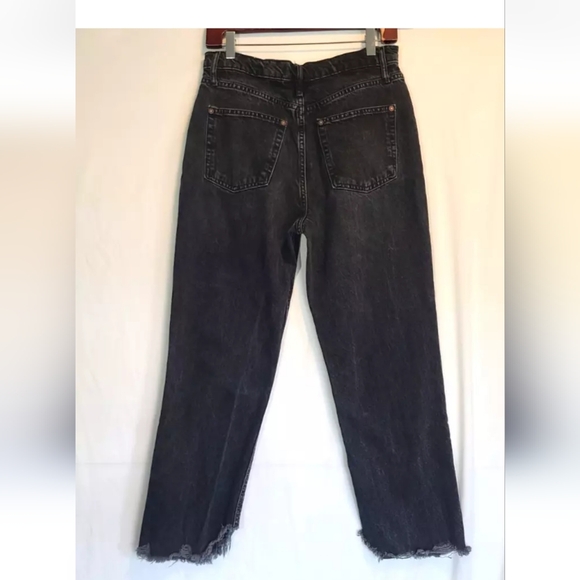 Free People We The Free Tapered Baggy Boyfriend Jeans 28 Frayed Hem High Rise - Picture 8 of 8